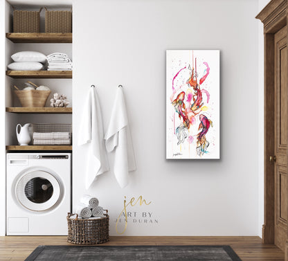 "Rainbow Koi Fish Trio" Giclée Canvas Print