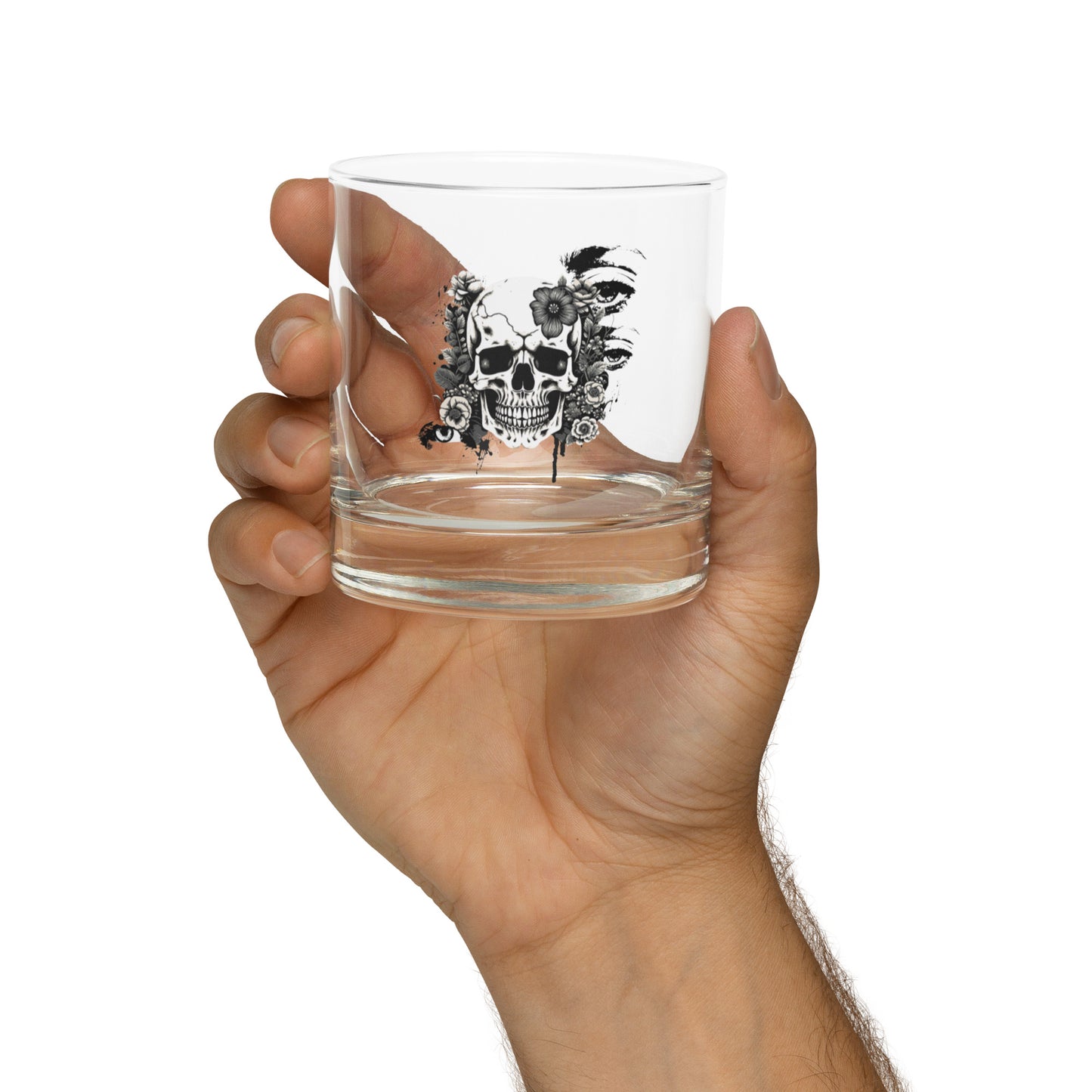 Rocks glass - Black and White Skull Design