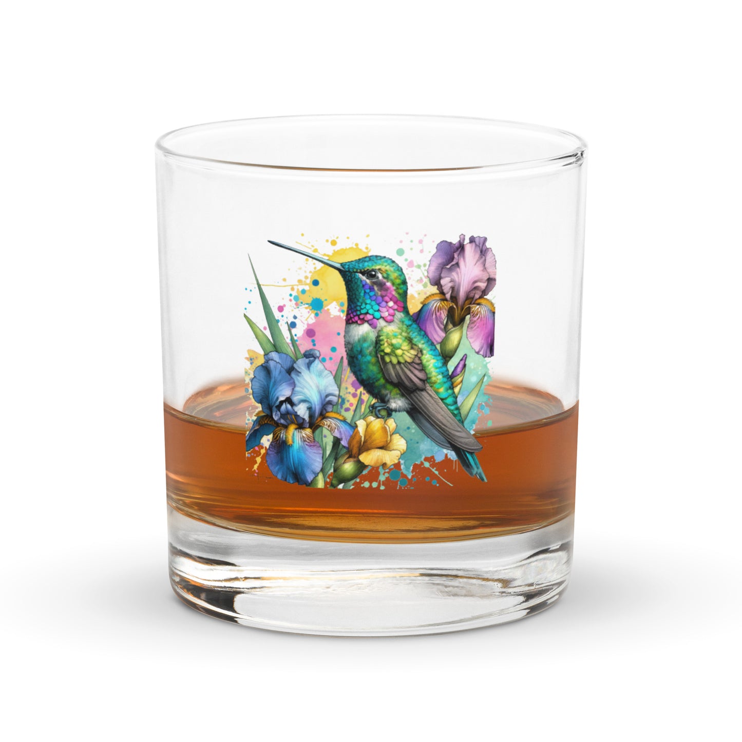 Rocks glass - Colorful Hummingbird Design