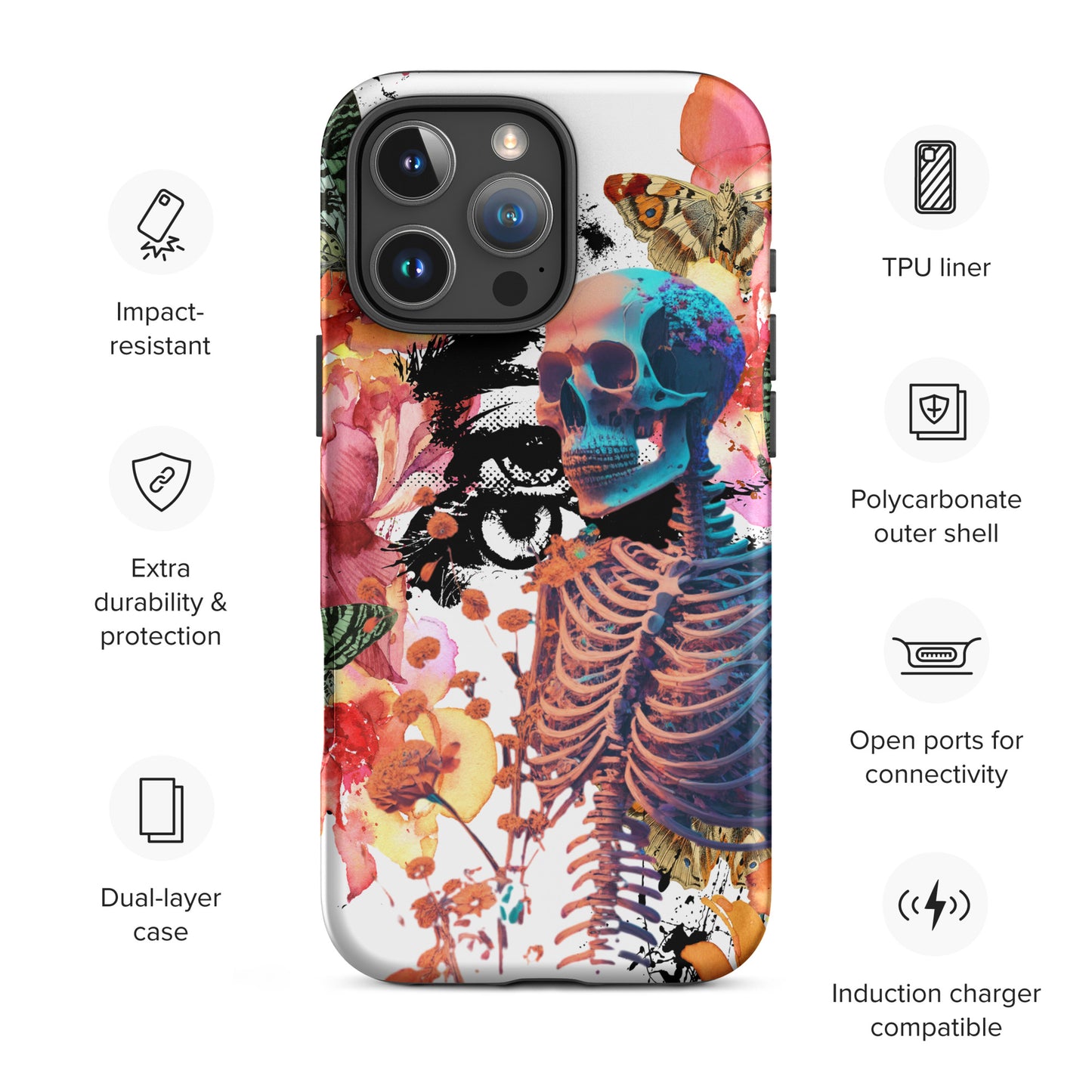 Tough Case for iPhone® - Moonlight Skull Design