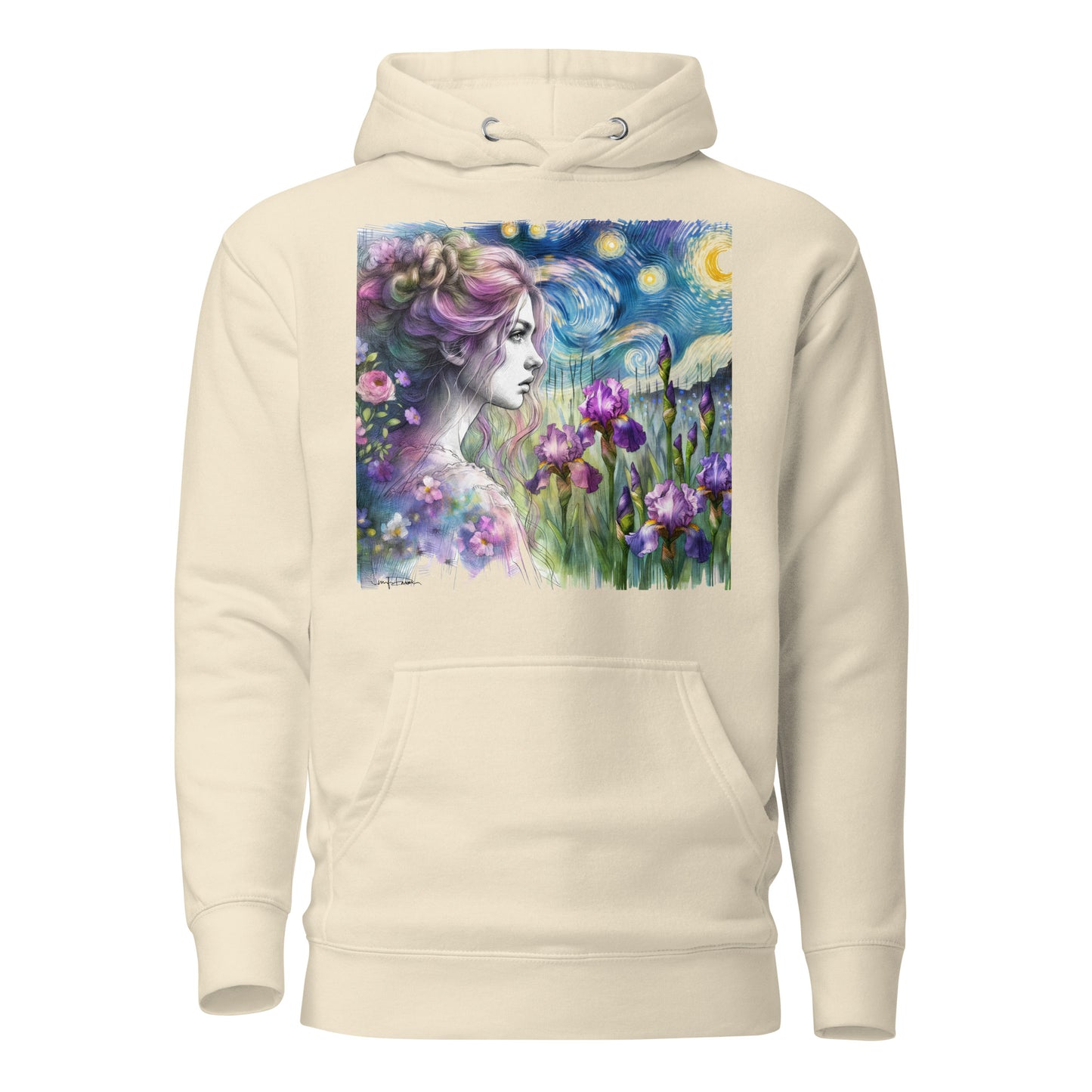 Unisex Hoodie - Starry Night Girl with Irises