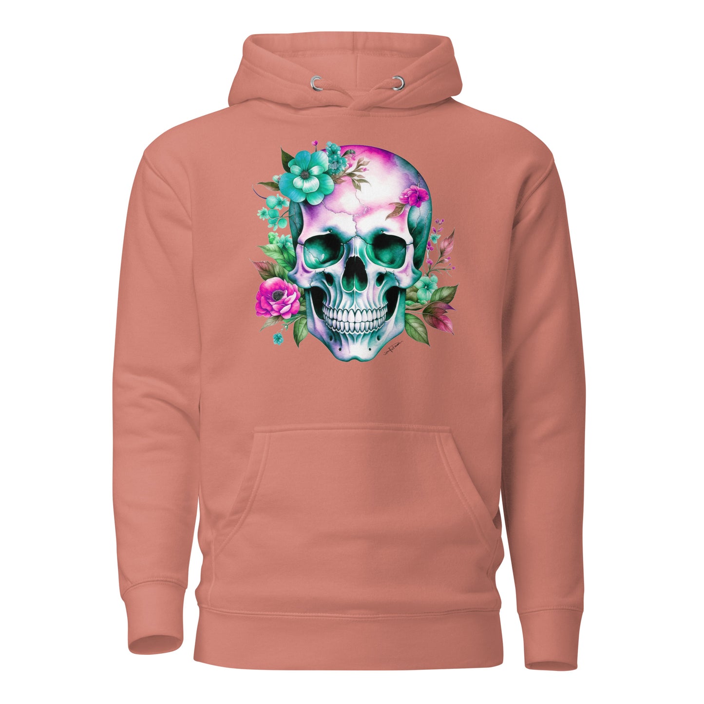 Unisex Hoodie - Skull with Flowers Design