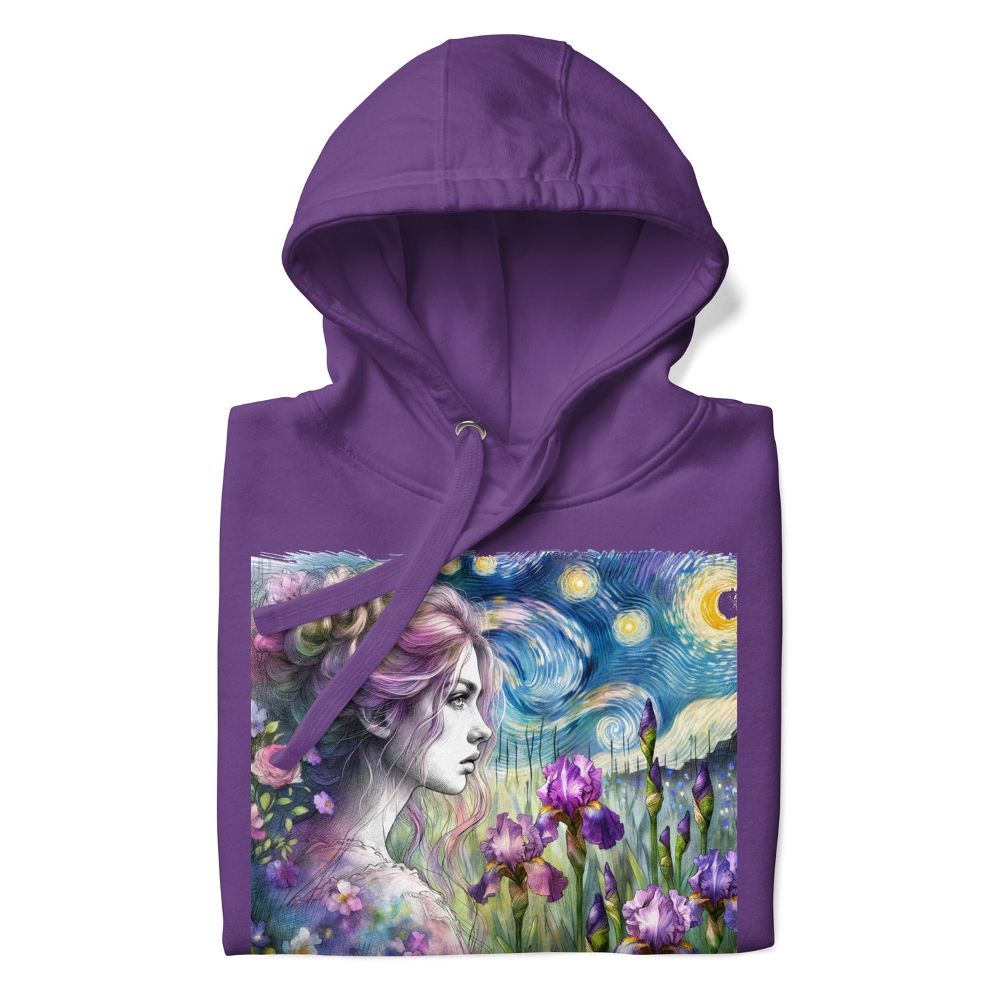 Unisex Hoodie - Starry Night Girl with Irises