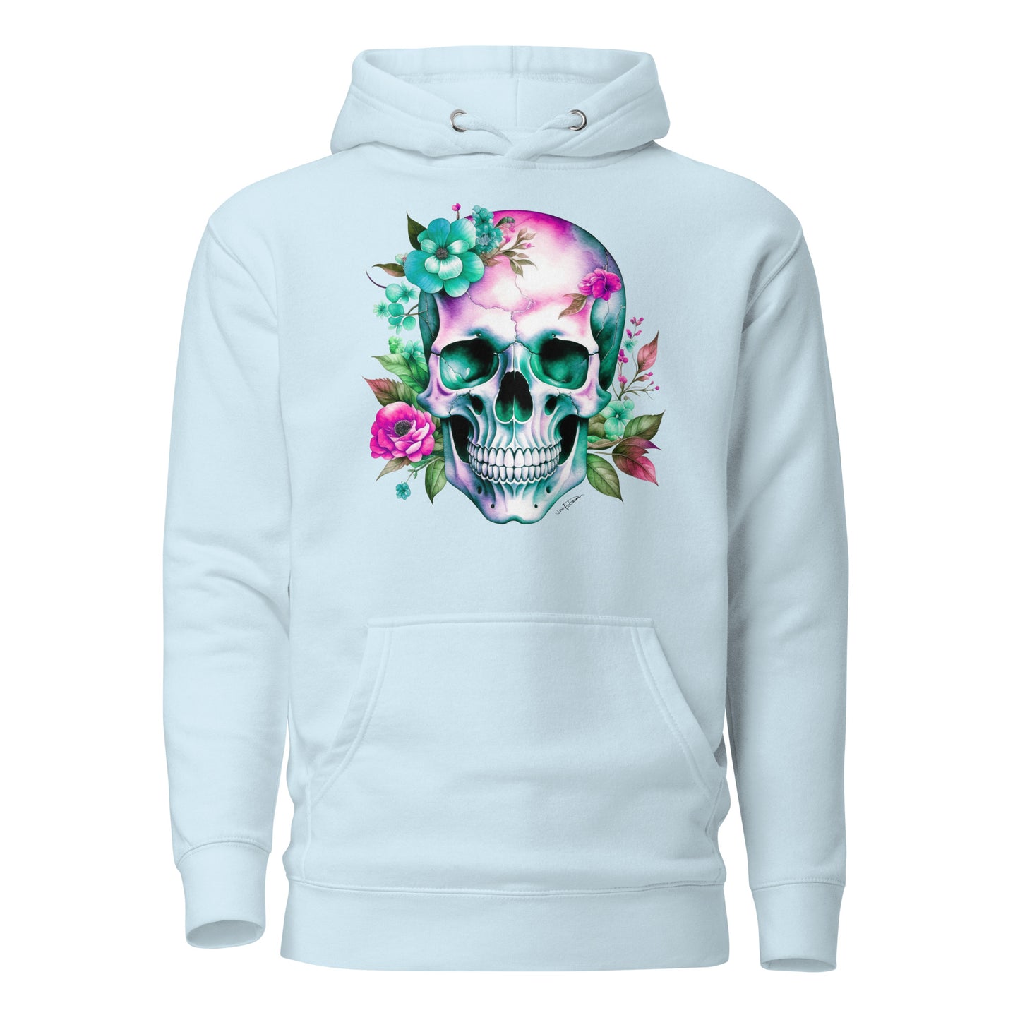 Unisex Hoodie - Skull with Flowers Design