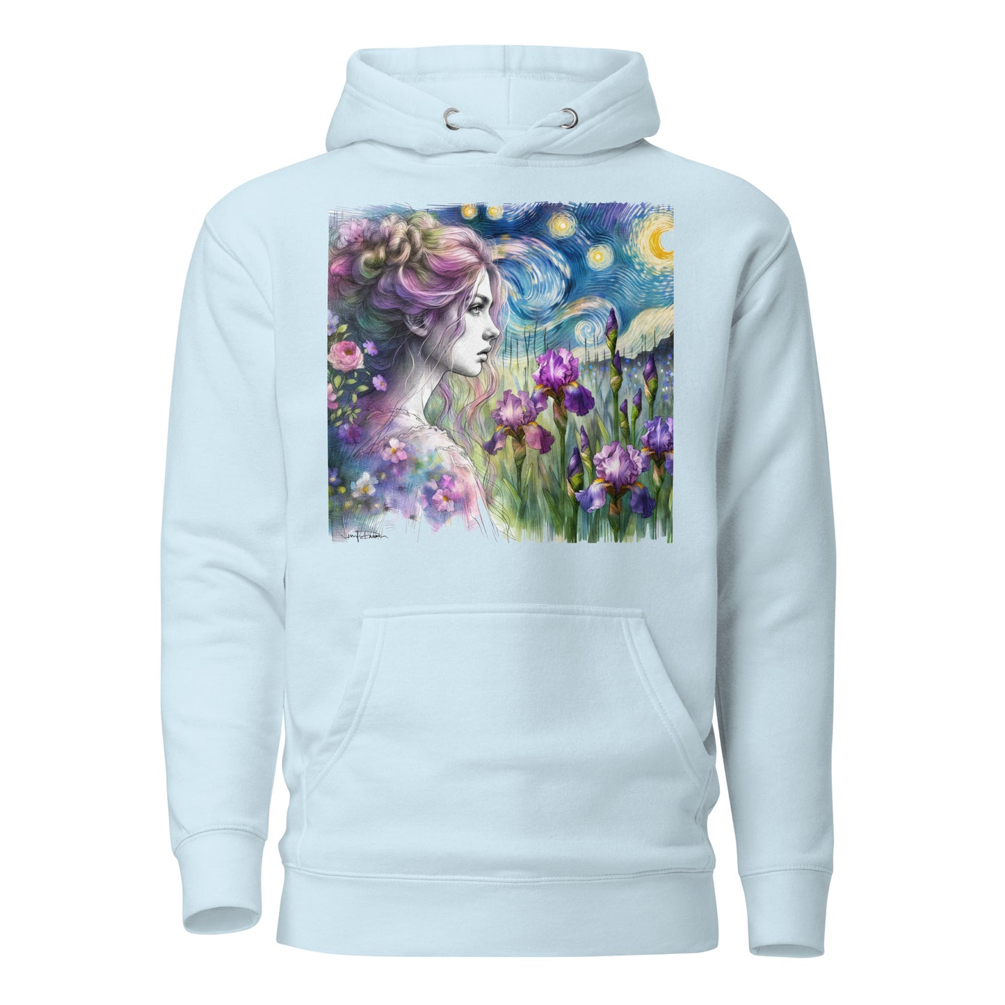 Unisex Hoodie - Starry Night Girl with Irises