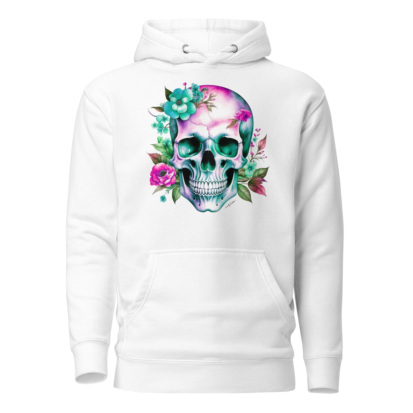 Unisex Hoodie - Skull with Flowers Design