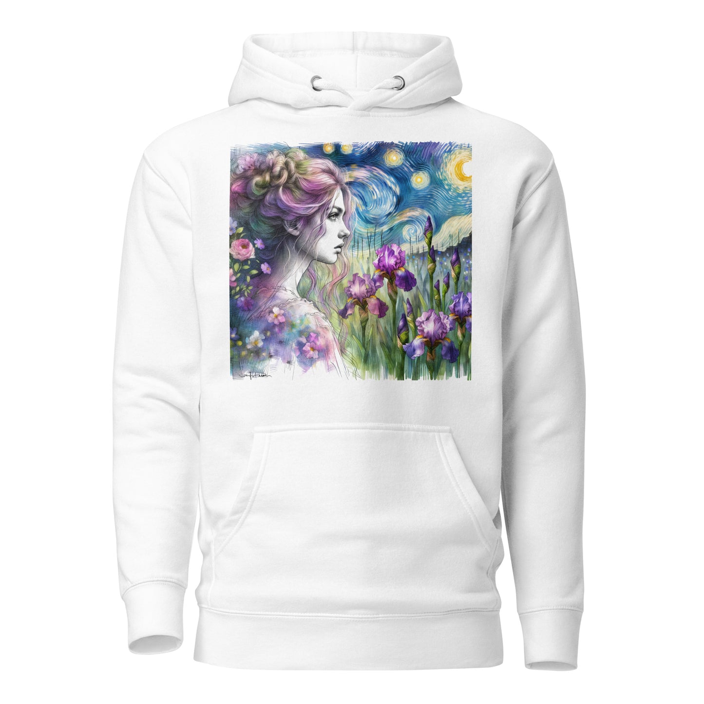 Unisex Hoodie - Starry Night Girl with Irises