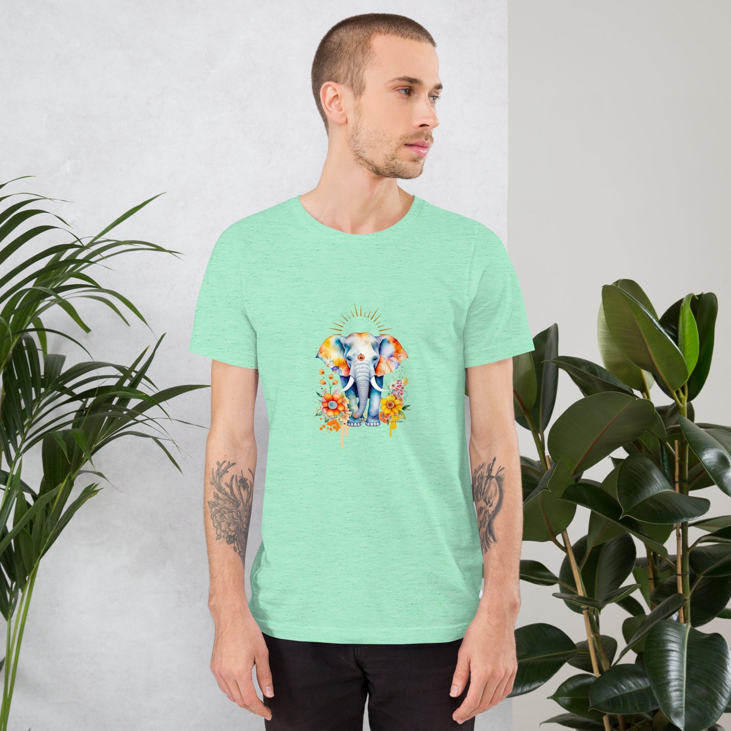 Unisex t-shirt - Elephant w/Flowers Design