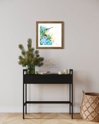 modern canvas wall art, modern art, hummingbird art, watercolor bird art, floral art print, canvas wall art, wall art, home decor, modern art print, art for walls, unique home decor, best gift, bird art print, art by jen duran