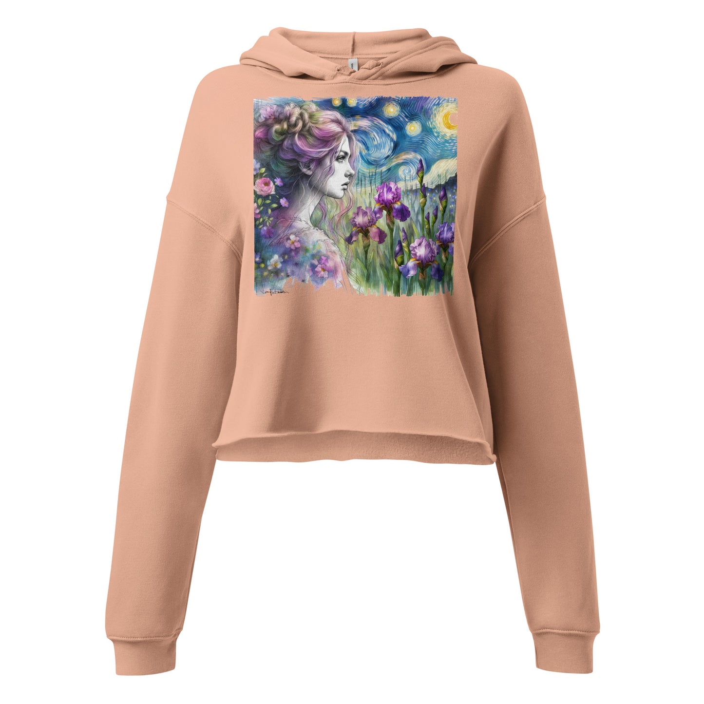 Crop Hoodie - Starry Night Girl with Irises