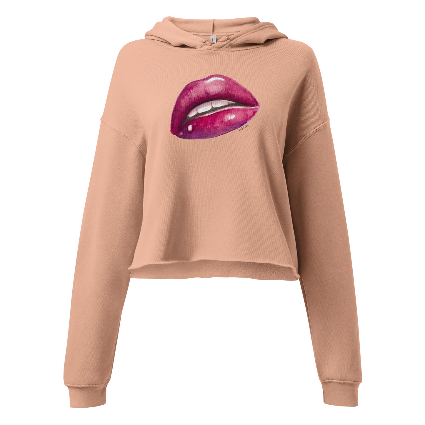 Crop Hoodie - Watercolor Lips