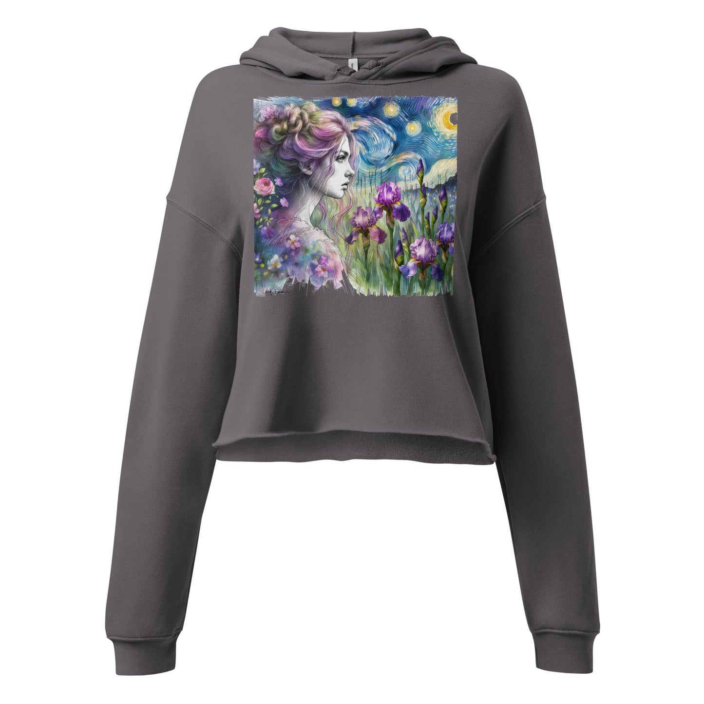 Crop Hoodie - Starry Night Girl with Irises