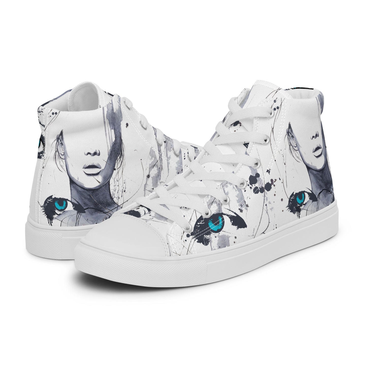 Women’s high top canvas shoes | Heartache with blue eyes