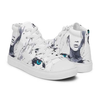 Women’s high top canvas shoes | Heartache with blue eyes