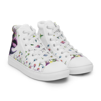 high top shoes, high top sneakers, canvas shoes, trendy fashion, unique shoe design, mens shoes, womens shoes, sneakers, art by jen duran