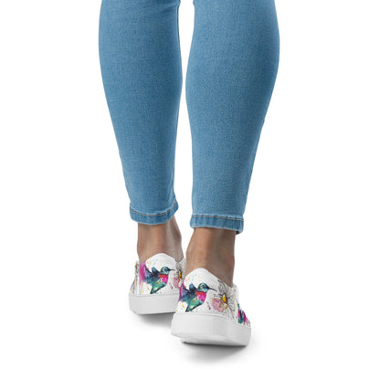 canvas slip on shoes, slip on shoes, canvas sneakers, canvas shoes, trendy fashion, unique shoe design, mens shoes, womens shoes, sneakers, art by jen duran