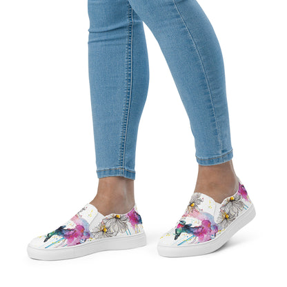 canvas slip on shoes, slip on shoes, canvas sneakers, canvas shoes, trendy fashion, unique shoe design, mens shoes, womens shoes, sneakers, art by jen duran