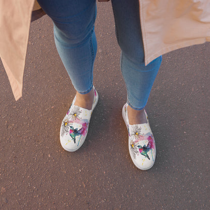 canvas slip on shoes, slip on shoes, canvas sneakers, canvas shoes, trendy fashion, unique shoe design, mens shoes, womens shoes, sneakers, art by jen duran