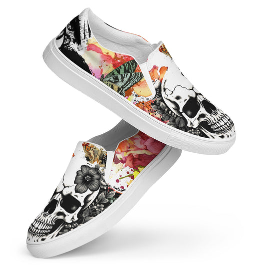 canvas slip on shoes, slip on shoes, canvas sneakers, canvas shoes, trendy fashion, unique shoe design, mens shoes, womens shoes, sneakers, art by jen duran