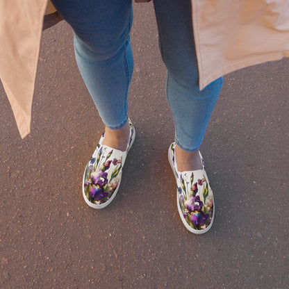 canvas slip on shoes, slip on shoes, canvas sneakers, canvas shoes, trendy fashion, unique shoe design, mens shoes, womens shoes, sneakers, art by jen duran