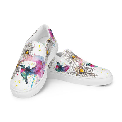 canvas slip on shoes, slip on shoes, canvas sneakers, canvas shoes, trendy fashion, unique shoe design, mens shoes, womens shoes, sneakers, art by jen duran