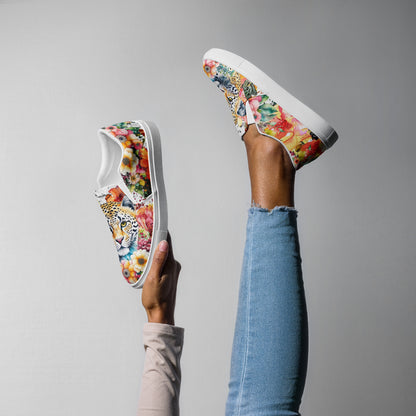 canvas slip on shoes, slip on shoes, canvas sneakers, canvas shoes, trendy fashion, unique shoe design, mens shoes, womens shoes, sneakers, art by jen duran