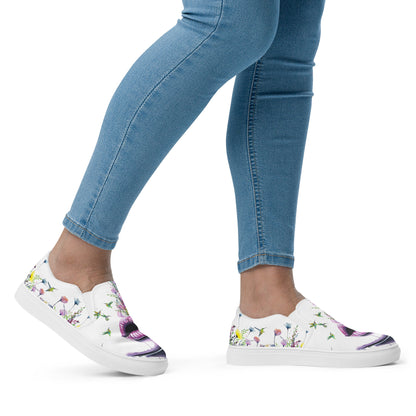 canvas slip on shoes, slip on shoes, canvas sneakers, canvas shoes, trendy fashion, unique shoe design, mens shoes, womens shoes, sneakers, art by jen duran