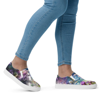 canvas slip on shoes, slip on shoes, canvas sneakers, canvas shoes, trendy fashion, unique shoe design, mens shoes, womens shoes, sneakers, art by jen duran