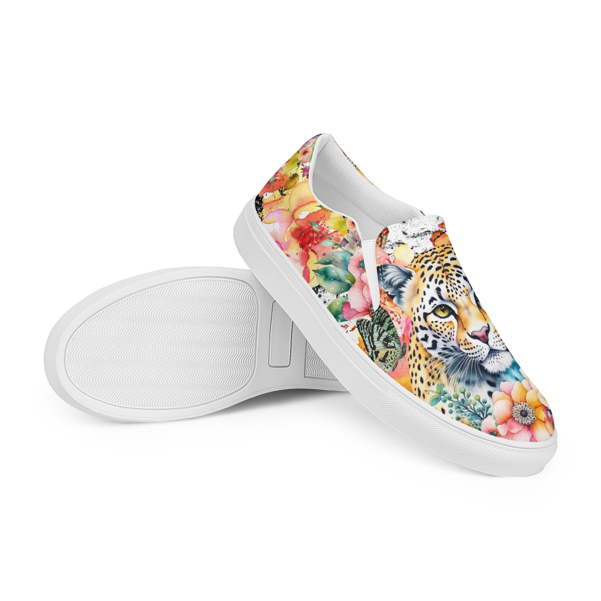 Larynx Colorful Mini Print on White Background Women’s slip-on outlet canvas shoes