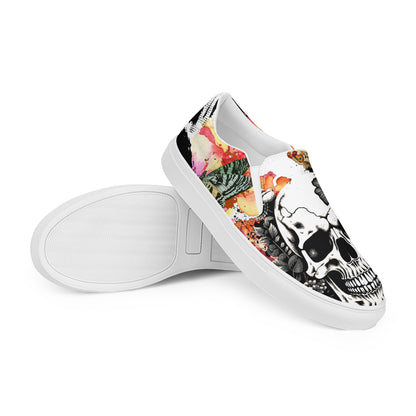 canvas slip on shoes, slip on shoes, canvas sneakers, canvas shoes, trendy fashion, unique shoe design, mens shoes, womens shoes, sneakers, art by jen duran