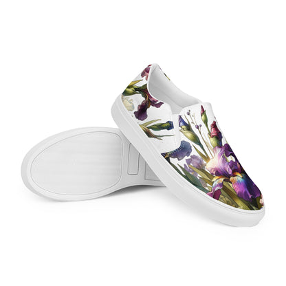 canvas slip on shoes, slip on shoes, canvas sneakers, canvas shoes, trendy fashion, unique shoe design, mens shoes, womens shoes, sneakers, art by jen duran
