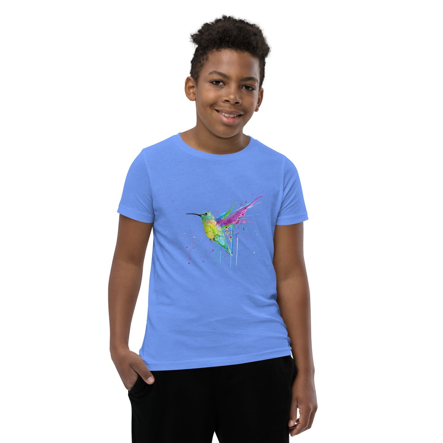 Youth Short Sleeve T-Shirt - Rainbow Hummingbird Splash