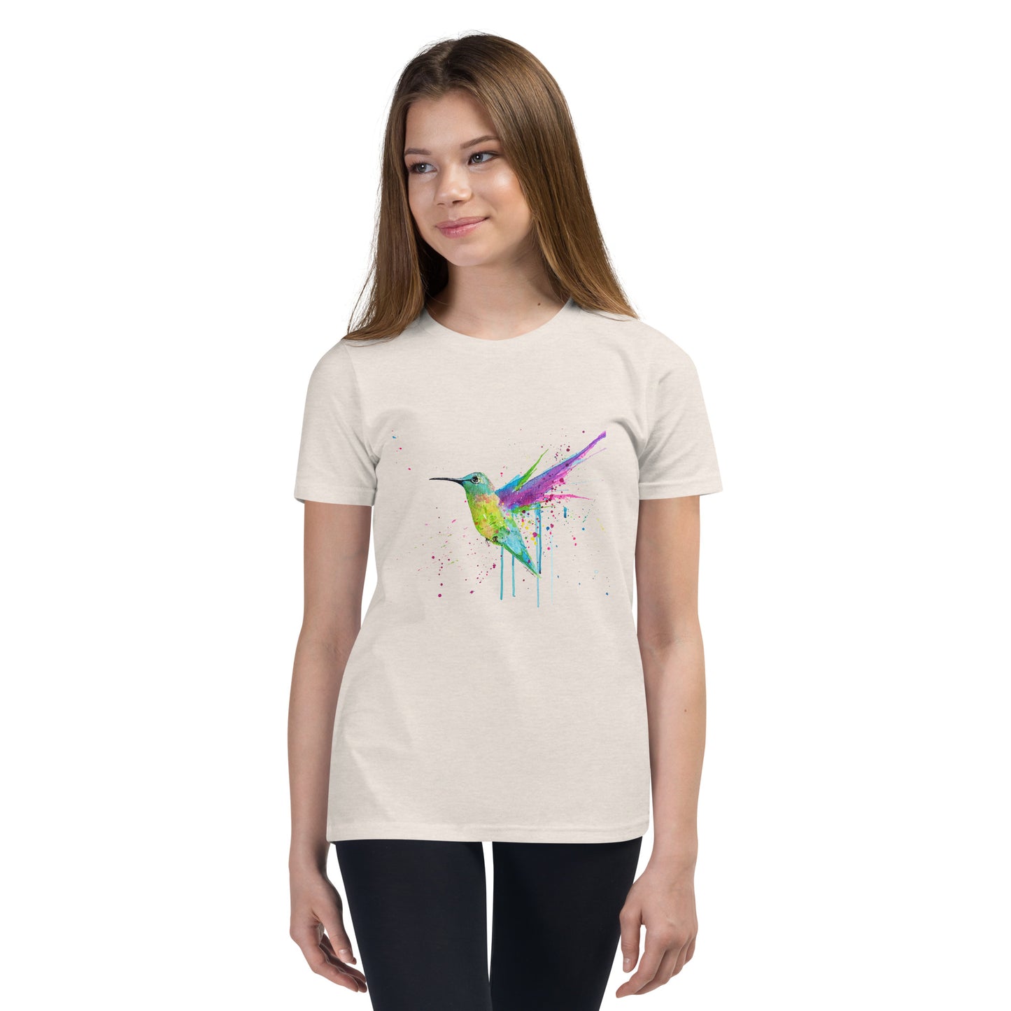 Youth Short Sleeve T-Shirt - Rainbow Hummingbird Splash