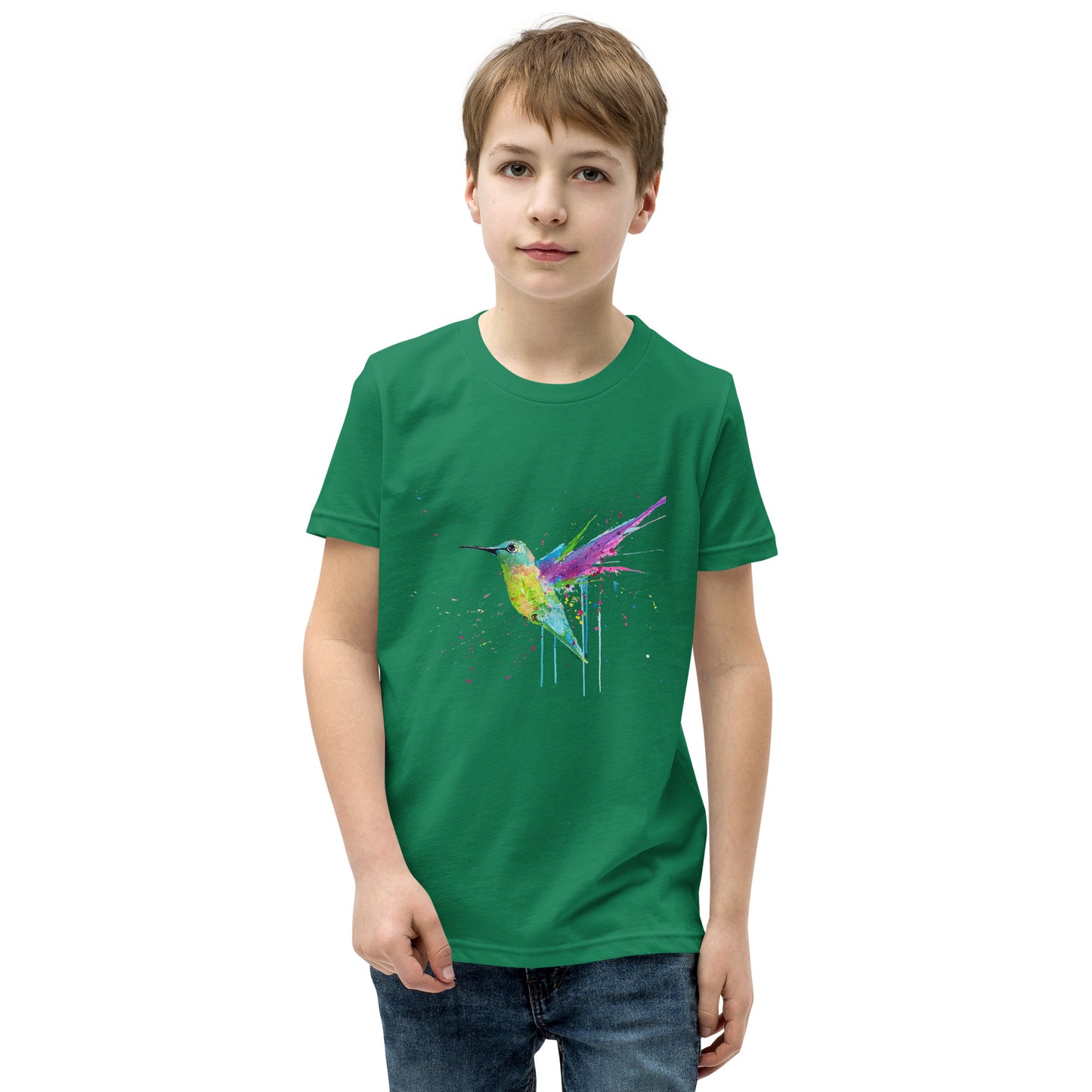 Youth Short Sleeve T-Shirt - Rainbow Hummingbird Splash