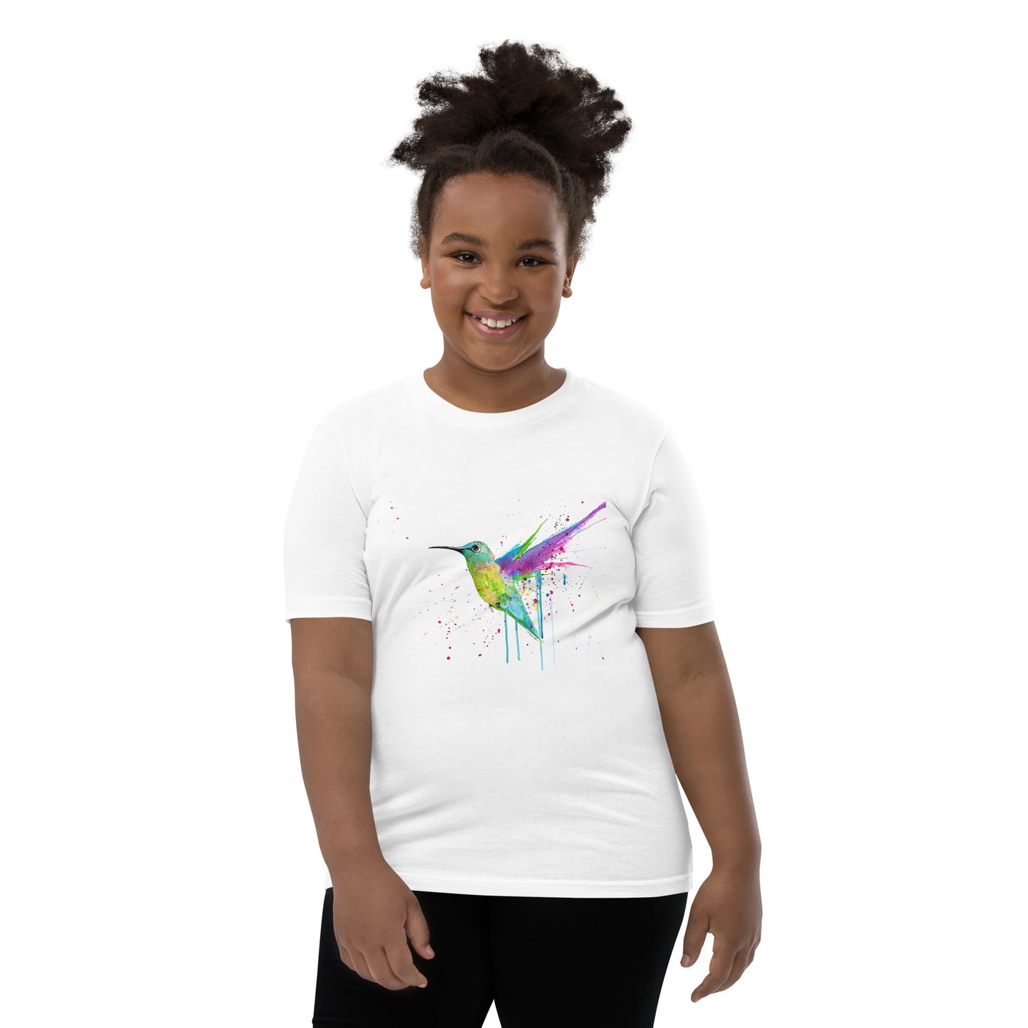 Youth Short Sleeve T-Shirt - Rainbow Hummingbird Splash