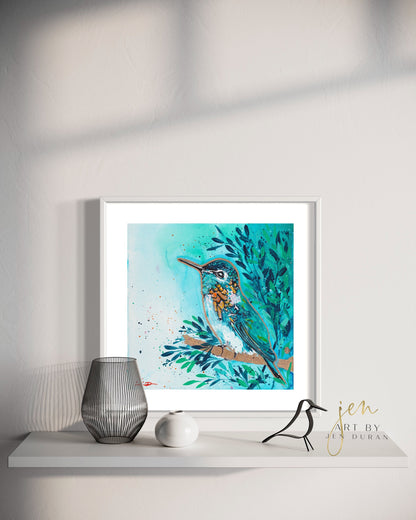 Watercolor Hummingbird Canvas Wall Art Print
