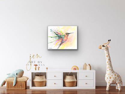 Rainbow Hummingbird Fine Art Paper Print | Wall Art | Home Decor