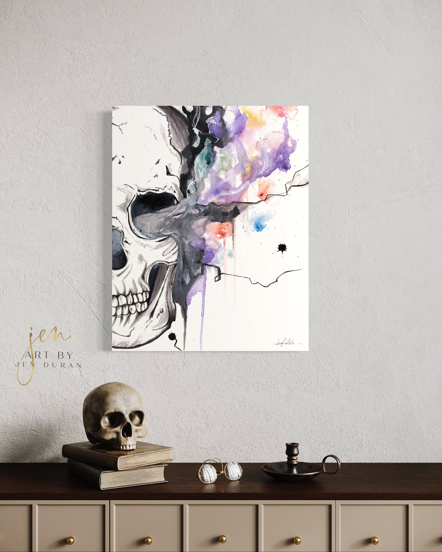 "Smoking Skull" Fine Art Paper Print