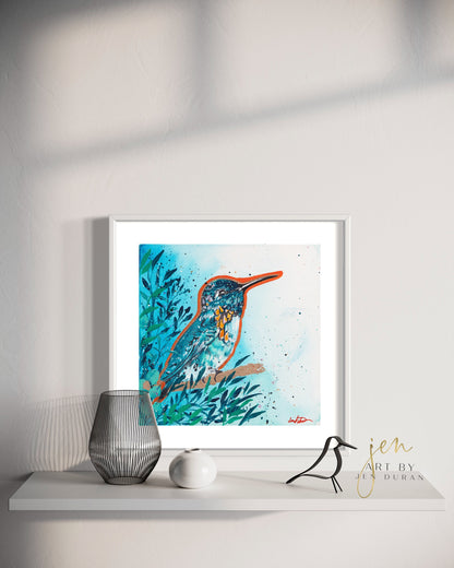 Watercolor Hummingbird Canvas Wall Art Print