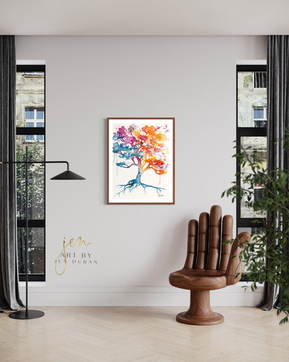 Rainbow Tree Fine Art Paper Print | Wall Art Home Decor