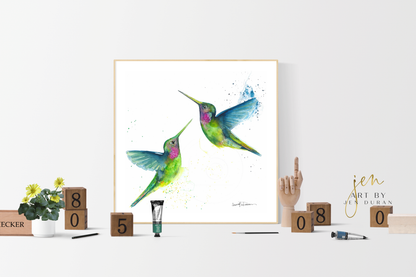 "Hummingbird Duo" Fine Art Paper Print