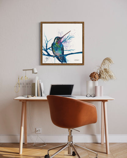 Watercolor Hummingbird Canvas Wall Art Print