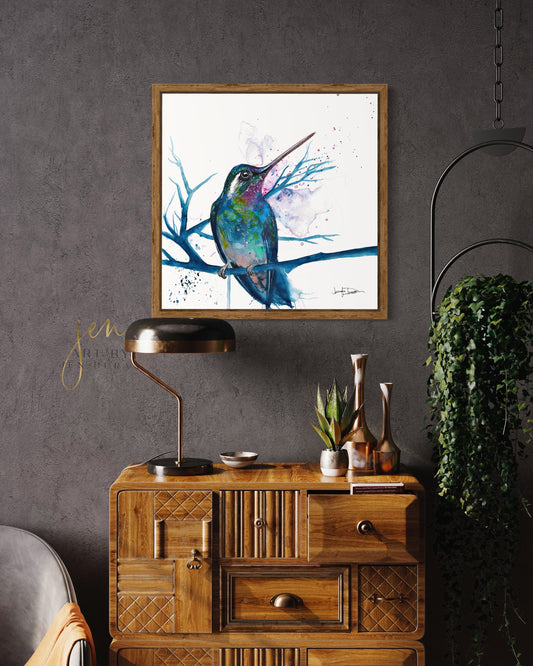 Watercolor Hummingbird Canvas Wall Art Print