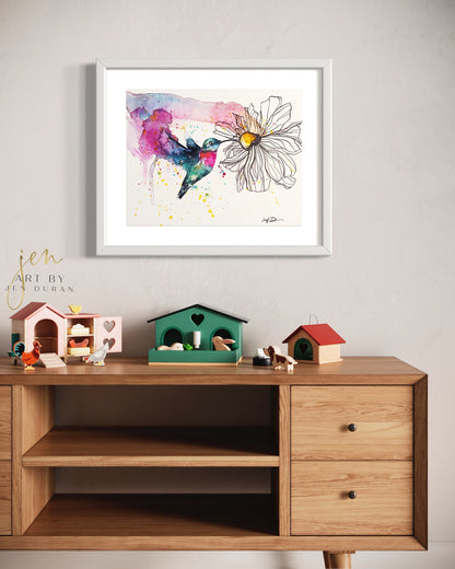 "Sweet Nectar" Hummingbird Fine Art Paper Print