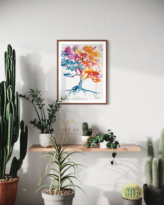 Rainbow Tree Fine Art Paper Print | Wall Art Home Decor