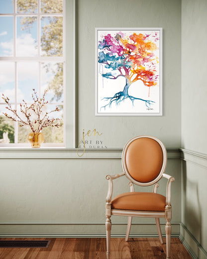 Rainbow Tree Fine Art Paper Print | Wall Art Home Decor