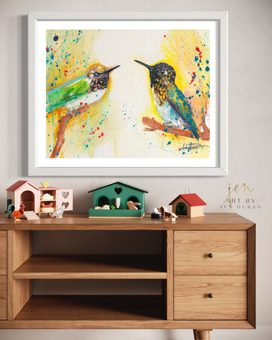 "Hummingbird Talk" Fine Art Paper Print | Wall Art