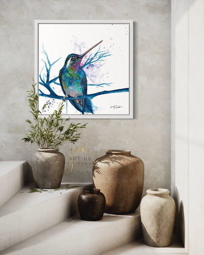 Watercolor Hummingbird Canvas Wall Art Print