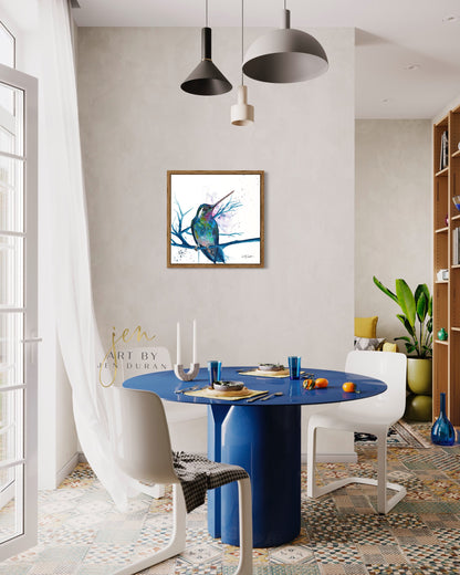 Watercolor Hummingbird Canvas Wall Art Print
