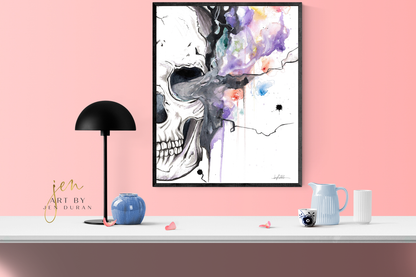 "Smoking Skull" Fine Art Paper Print